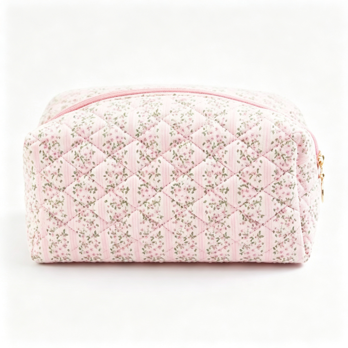 🌸 Beauty Organizer | Quilted Floral Fabric | Charming Travel Cosmetic Bag